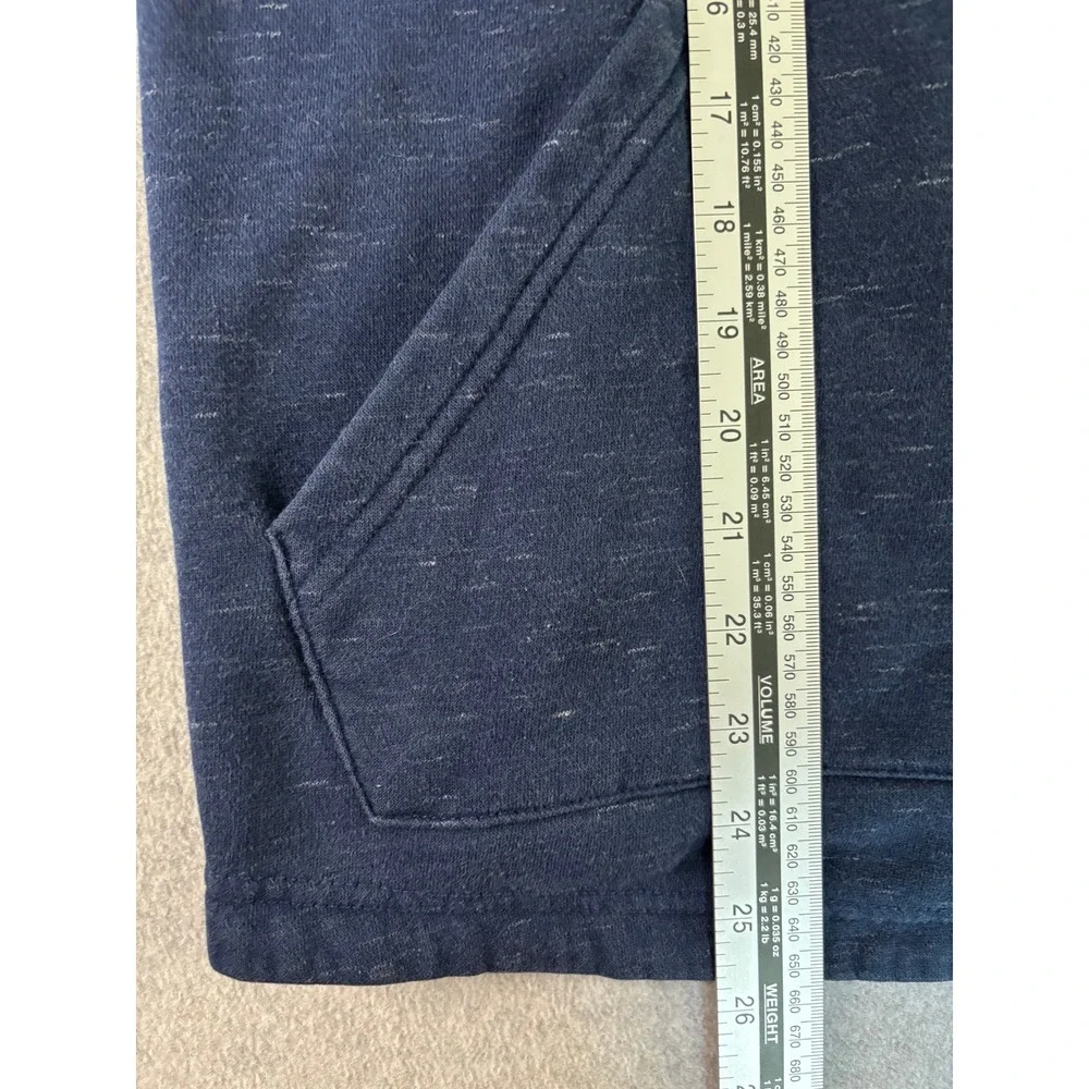 Adidas Mens Navy Blue Heathered Space Dye Pullover Hoodie Stripe Cuff Sweatshirt